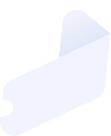 Soft gradient blue ticket-shaped element with a rounded cutout. The bottom part of the Spllity logo
